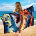 thumbnail image 4 of Kuiaobaty Lightning Shark Print Car Seat Towel Cover After Gym 60 x 33 Inch Car Seat Cover Towels Front Seats with Storage Bag Absorbent Microfiber Towels, Easy to Install and Clean, 4 of 7