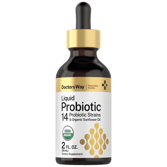Liquid Probiotic | 2 fl oz | 14 Probiotic Strains With Organic Sunflower Oil | by Doctors Way