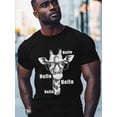 thumbnail image 2 of Giraffe Men's T Shirts Eyes Hello T-Shirt for Men Animal Sketch Crew Neck Tees Cotton Tops, Black, S, 2 of 7