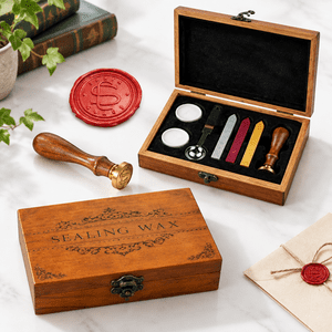 Santa Claus Wax Sealing Kit with Wooden Gift Box Red Wax Sticks