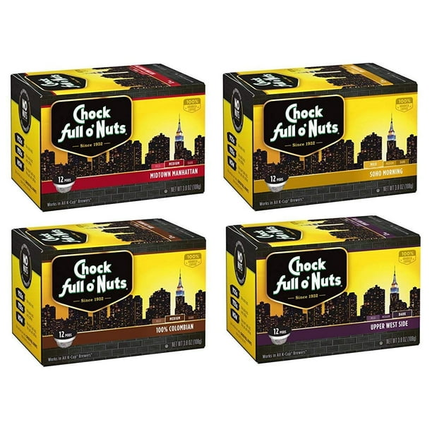 Chock Full o Nuts Regular Coffee Variety SingleServe Cups, 48 Count