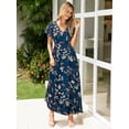 thumbnail image 4 of Vestido largo Simplee Apparel con estampado floral de chifón azul para mujer, 4 of 7