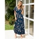 thumbnail image 4 of Vestido largo Simplee Apparel con estampado floral de chifón azul para mujer, 4 of 7