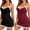 Wine Red/Black, variant on QYLUX Lingerie for Women Sexy Lace Babydoll Chemise Nightgown Halter Neck Backless Strappy Sleep Dress Wine Red L
