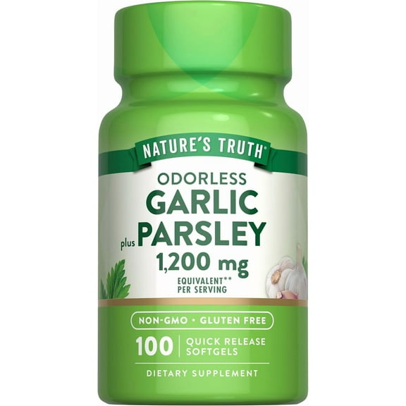Odorless Garlic and Parsley | 1200mg | 100 Softgels | Non-GMO and Gluten Free | by Nature's Truth