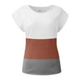 thumbnail image 4 of Womens Summer Tops Casual V Neck Solid Color Patchwork Sleeve Sleeve T-Shirt Ladies Beach Blouses Tees Tops for Women, 4 of 5
