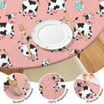 thumbnail image 4 of Pink Cow Spotted Pattern Round Fitted Tablecloth with Elastic Edge,Dining Table Cover Waterproof,Outdoor Round Tablecloth for Camping,Dining,Indoor and Outdoor, 4 of 7