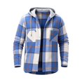 thumbnail image 3 of Axiiglly Flannel Shirt for Men, Plaid Long Sleeve Button Down Drawstring Hooded Sweatshirts with Pockets, Casual Loose Fitted Travel Work Hooded Jackets, 3 of 6