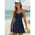 thumbnail image 4 of Women’s Ribbed One Piece Swimsuits Modest Swim Dress Tummy Control Adjustable Straps Bathing Suit with Pockets, 4 of 9