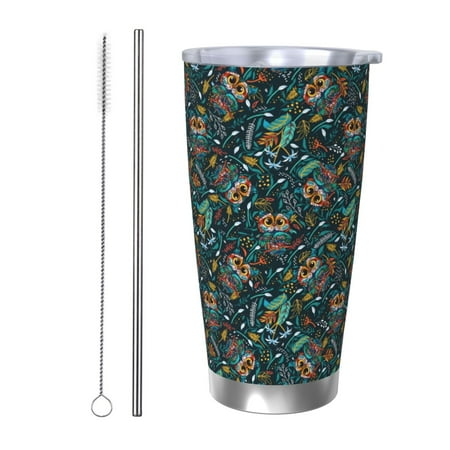 

Logiee Owl Doodle Print 20OZ Car Cup with Lid Stainless Steel Vacuum Insulated Double Wall Travel Tumbler Durable Insulated Coffee Mug Thermal Cup with Straw-Straw Two-piece Set