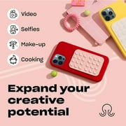 OCTOBUDDY *MAX* - حامل لاصق لحافظة الهاتف من السيليكون - حامل قبضة قوي بدون استخدام اليدين لصور السيلفي ومقاطع الفيديو - متوافق مع iPhone وAndroid - 2.6 بوصة x 3.9 بوصة، وردي طباشيري