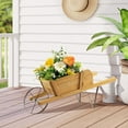thumbnail image 5 of Gymax Wooden Wagon Planter Decorative Indoor/ Outdoor Rustic Flower Cart w/ Wheel Walnut, 5 of 10