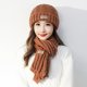 thumbnail image 4 of Conjunto de dos piezas de gorro de lana de color liso con bufanda cálida para mujer de invierno y protección para el cuello, gorro de punto, 4 of 6