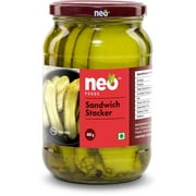 Neo Sandwich Stackers 480G I 100% Vegan I Low Fat Sweet And Salty Gherkin Slices, Ready To Eat, No Gmo I Make Burger, Sandwich And More (Pack Of 1)
