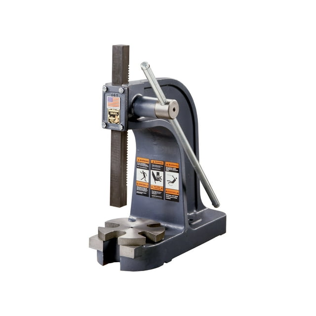 Dake 0 Model Single Leverage Arbor Press with Base Opening and Slotted Table Plate, 1.5 Ton Capacity, 7.75" Maximum Working Height, 6" Length x 14" Width x 14.5" Height