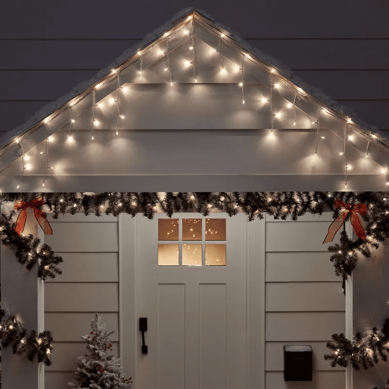 70ct LED Super Bright Mini Christmas Icicle Lights Warm White with White Wire