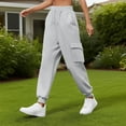 thumbnail image 6 of Womens Jogger Pants with Multi Pockets Cotton Fleece Drawstring Elastic Waist Cinch Bottom Cargo Sweatpants Loose (XL, Gray), 6 of 7