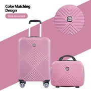 Tripcomp Luggage Sets 2 Piece Suitcase Set (14/20/)Hardside Suitcase with Spinner Wheels Lightweight Carry On Luggage(Pink)