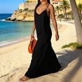 thumbnail image 6 of OVAFBAU Summer Dresses for Women Boho Print Sleeveless V Neck Backless Ankle Length Beach Vacation Dress Summer Outfits, 6 of 7