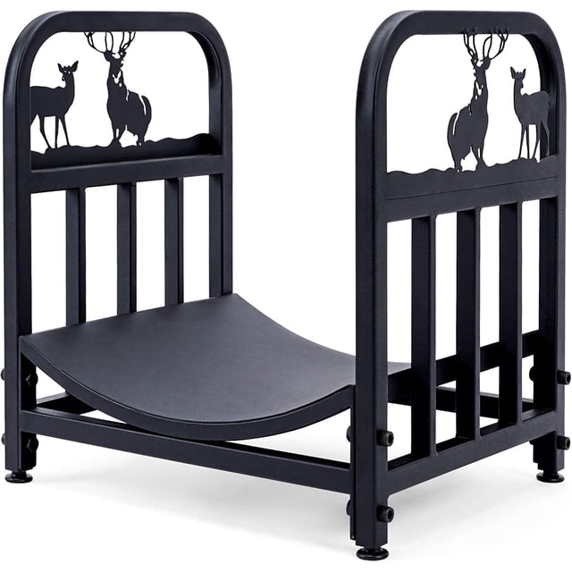 Wrought Iron Log Rack, Firewood Storage Holder, Heavy Duty Fireside Log Bin for Fireplace Stove Accessories