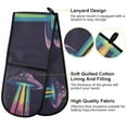 thumbnail image 2 of Yayeee Double Oven Mitt Kitchen Heat Resistant Baking 35" x7" Quilted Glove, Purple UFO, 2 of 6