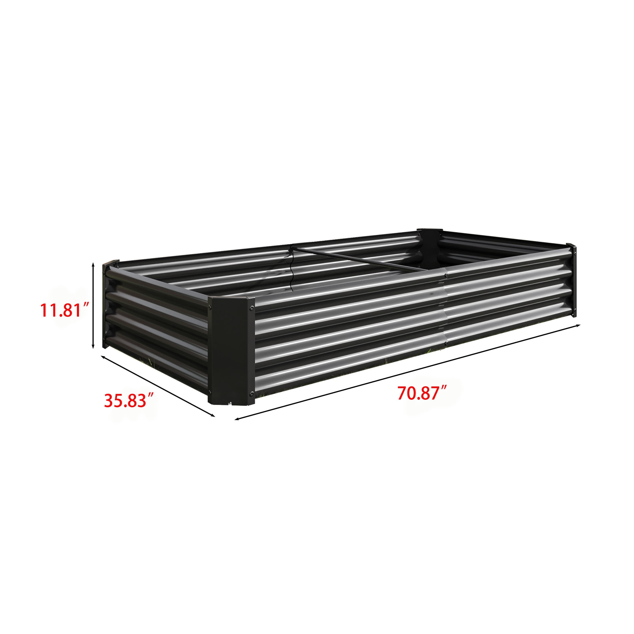 Elio Outdoor Metal 6×3×x1ft Raised Garden Bed, 6FT Planter Box, Rust-Resistant, Open Bottom, Sturdy Design for Vegetables, Flowers, Herbs, Black