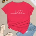 thumbnail image 4 of MIXUE Womens Summer Tops Heart Print Crew Neck Short Sleeve Fashion Casual Shirts For Women T-shirts Sportwear,Red,L, 4 of 6