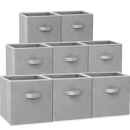 Criusia Storage Cubes - 11 Inch Heavy Duty Fabric Storage Bins for Shelves Closet, Cube Organizer - 8 Pack Collapsible Cube Storage Bins Baskets for Organizing Clothes Blankets Toys (Grey) C33