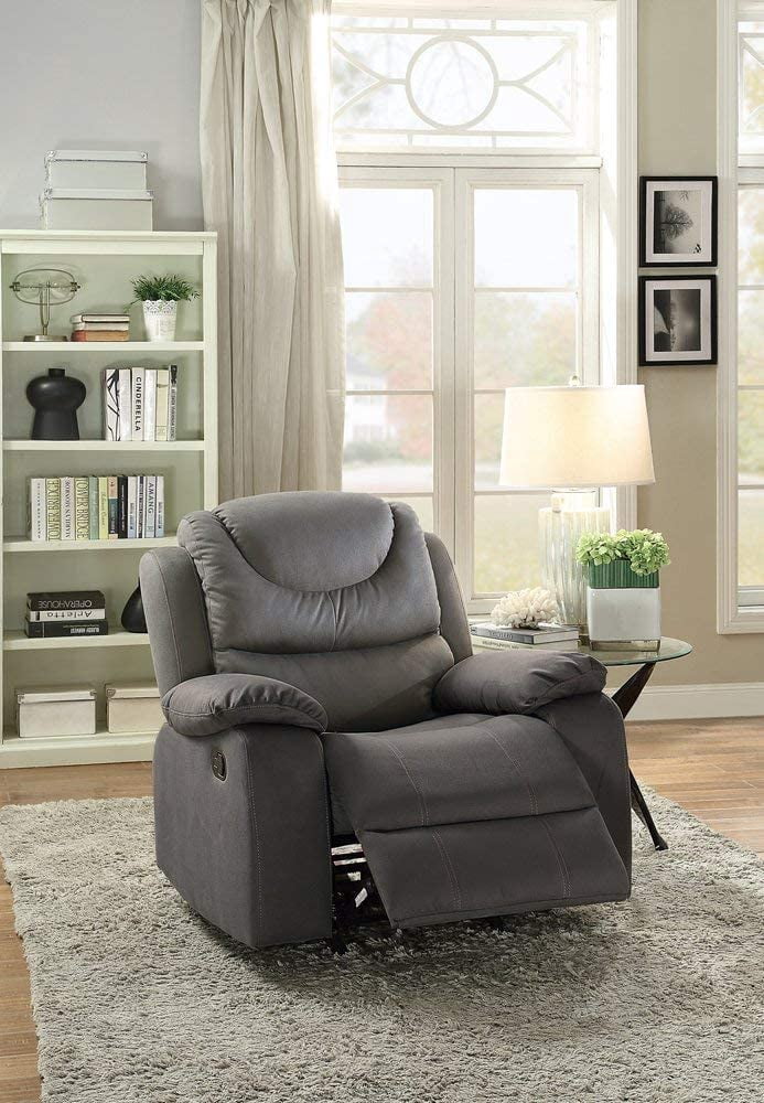 Modern Slate Blue Breathable Leatherette Reclining Chair with Pocket Coil Seat Cushion Walmart