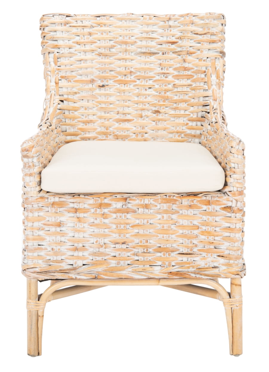 SAFAVIEH Cristen Rattan Parson Chair w/ Cushion, Natural White