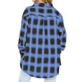thumbnail image 4 of Xuanfei Women Plaid Lapel Collar Single-Breasted Long Sleeve Mid-Length Shirt, 4 of 4