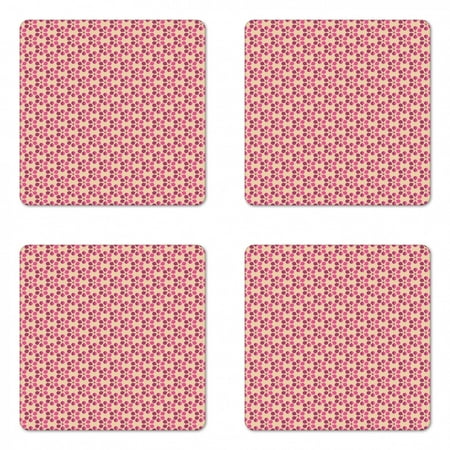 

Abstract Coaster Set of 4 Repetitive Pattern with Abstract Simple Flora Like Motif Unusual Square Hardboard Gloss Coasters Standard Size Dark Magenta Pink by Ambesonne