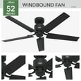 thumbnail image 4 of Hunter 52 inch Outdoor or Indoor Ceiling Fan No Light - Black Ceiling Fan without Light, For Patio, Porch, Garage, or Living Room, Standard Mount, 5 Blades, Pull Chain - Windbound 51459, Matte Black, 4 of 15
