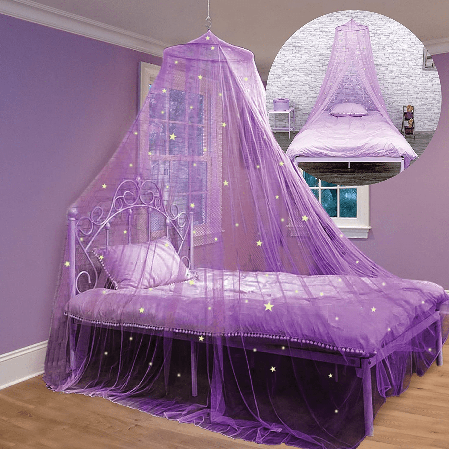 Butterfly Bed Canopy Mosquito NET Crib Twin Full Queen King Purple