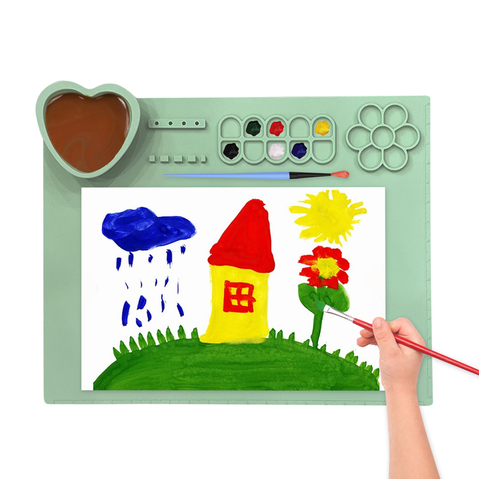 Silicone Craft Mat, Silicone Painting Mat for Resin Casting Non Stick  Silicone Art Mat School Silicone Craft Mat with Cleaning Cup for Kids  Painting