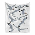 thumbnail image 1 of Seagulls Soft Flannel Fleece Blanket, Seagulls in Flight Facing Different Positions Simplistic Cartoon Drawings Print, Cozy Plush for Indoor and Outdoor Use, 50" x 60", Black White, by Ambesonne, 1 of 6
