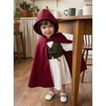 thumbnail image 5 of RUINIXCW Toddler Baby Girl Renaissance Outfit Costume Kids Halloween Medieval Costume Little Girls Vintage Medieval Retro Long Sleeve Lace Trim Dress with Vest Hooded Cloak Set, 5 of 9