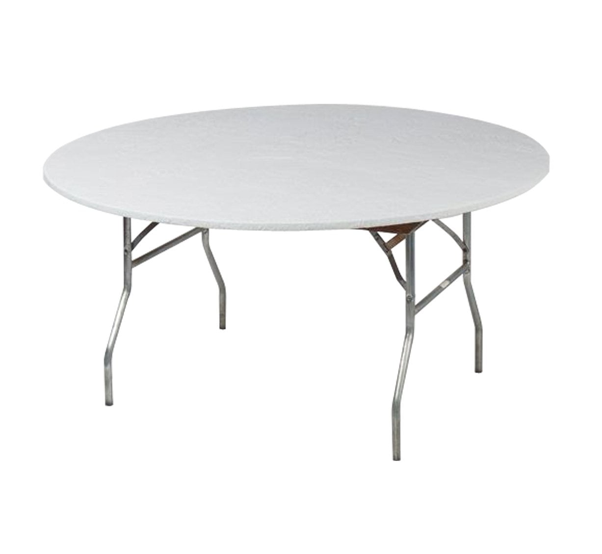 60" Round White Fitted Table Cover Single, Reusable or Disposable By