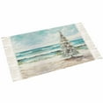 thumbnail image 2 of Coastal Christmas Tree Large Area Rug 4x6ft Woven Runner Rug,Modern Oil Painting Beach Xmas Tree Washable Living Room Bedroom Kitchen Bathroom Classroom Carpet with Tassels,Indoor Outdoor Door Mat, 2 of 5
