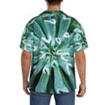 thumbnail image 3 of Balery Teal Cactus Camisa Casual de Manga Corta con Botones para Hombre, Texturizada, Estilo Cubano, para Playa, Verano-XX-Large, 3 of 5