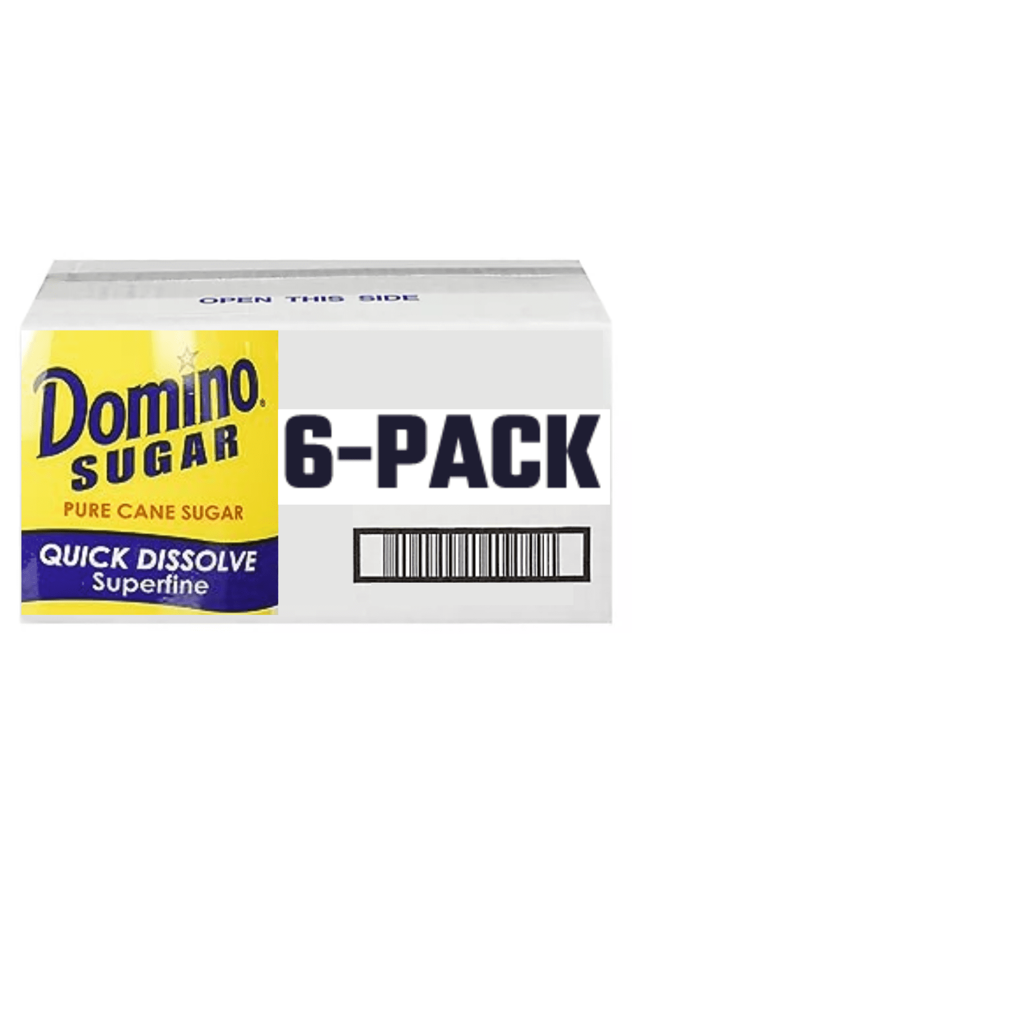 Domino White Sugar PURE CANE Sugar Quick Dissolve Superfine, 12 Ounce Canisters (Pack of 6 Wholesale Bulk Box)