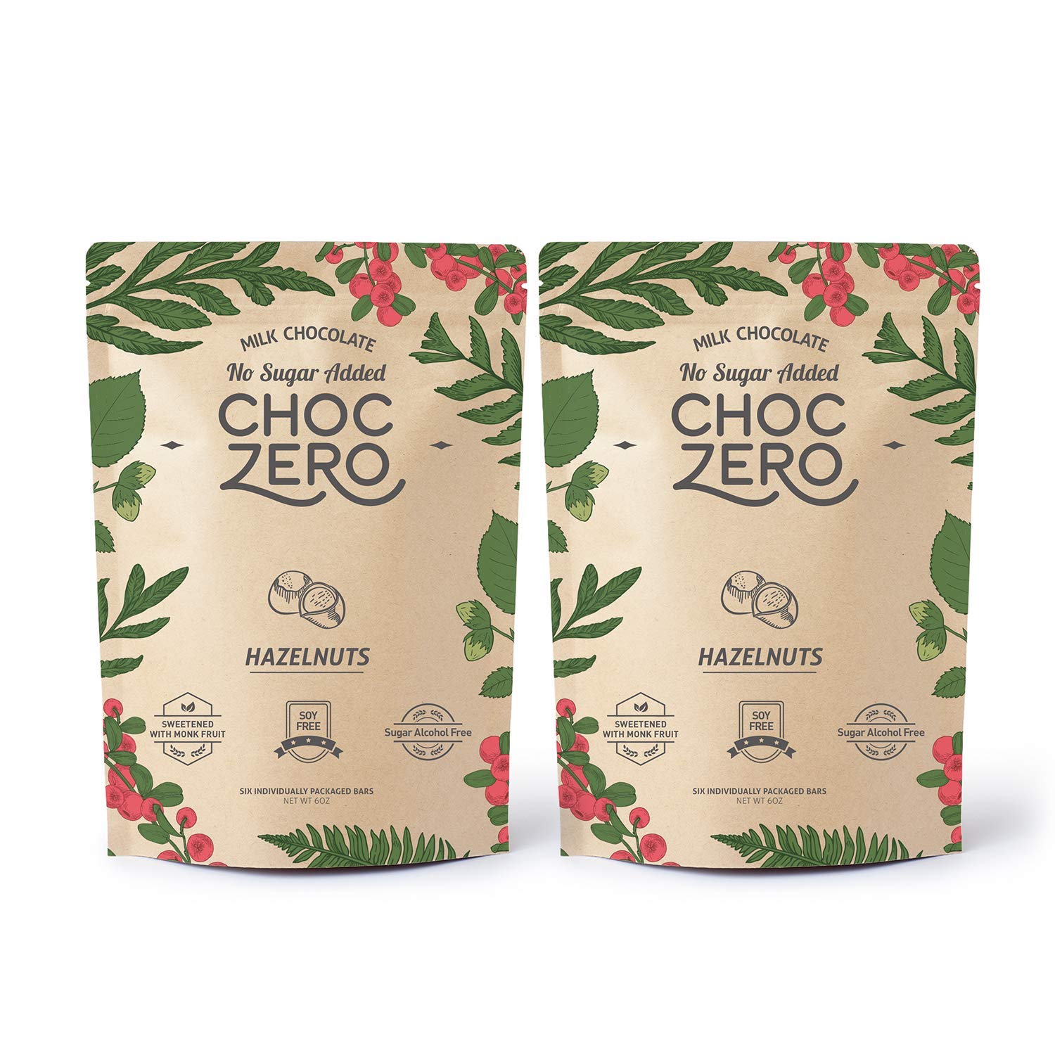 ChocZero's Keto Bark, Milk Chocolate Hazelnuts, No Added Sugar, Low