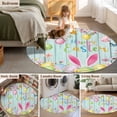 thumbnail image 5 of Round Rug 6Ft Washable Non-Slip, Happy Easter Circle Area Rugs for Living Room Bedroom, Spring Bunny Eggs Flower Teal Wood Grain Indoor Floor Mats Carpet Runner for Home Decor Aesthetic, 5 of 8