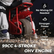FRP Enhanced Package GMB100 Gas Powered Mini Dirt Bike 99CC for Teens and Adults, 28MPH off Road Motorcycle, Weight Support up to 220 lbs - Red