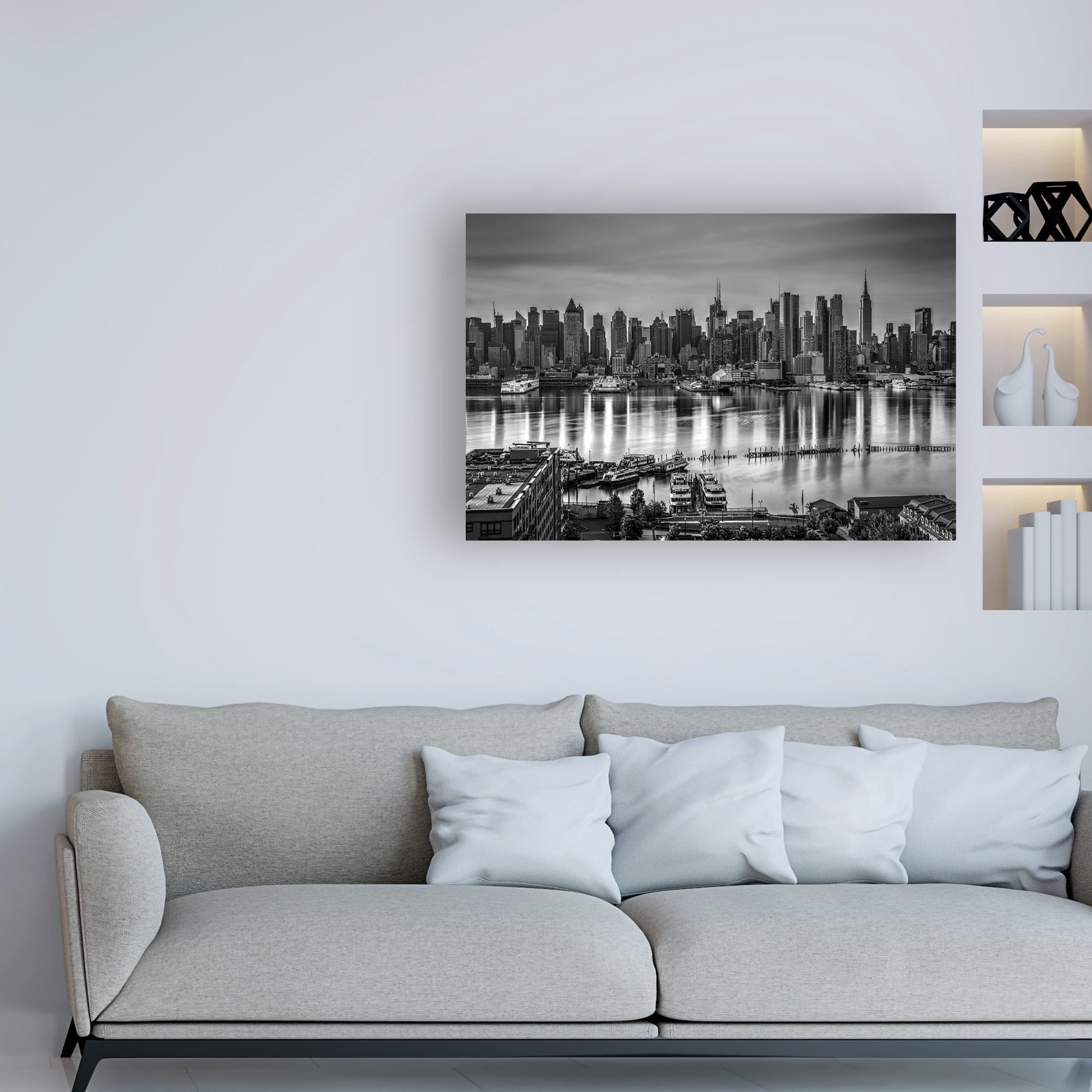 Trademark Fine Art 'Midtown Manhattan Skyline B&W' Canvas Art by David Ayash