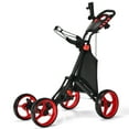 thumbnail image 1 of Goplus Folding 4 Wheels Golf Push Cart W/Bag Scoreboard Adjustable Handle Red, 1 of 10