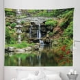 thumbnail image 1 of Nature Tapestry, Cascading Waterfall Pond Under Bridge Reflections of Flowers in Water Pattern, Fabric Wall Hanging Decor for Bedroom Living Room Dorm, 5 Sizes, Green White, by Ambesonne, 1 of 1