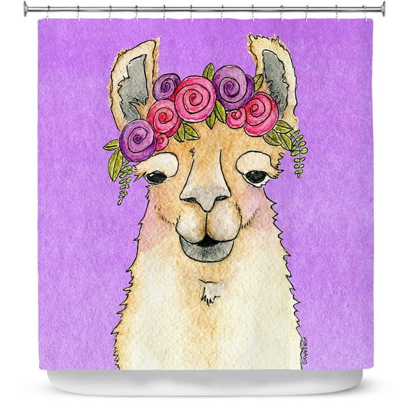 Shower Curtains 70" x 73" from DiaNoche Designs by Marley Ungaro - Garland Llama Violet
