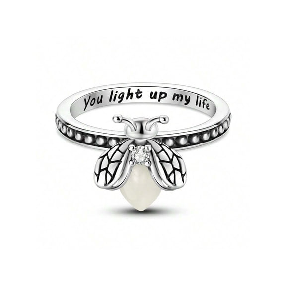 Silver Ring With Inscription You Light Up My Life Stackable Fashion Jewelry