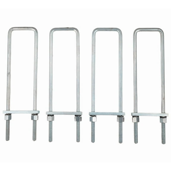 14" Square Bend U-Bolt Kit with Tie Bars, Hex Nuts & Lock Washers – Grade 5 Carbon Steel Bolt and Nut for Mounting Truck Toolboxes, Frames & Heavy-Duty Equipment